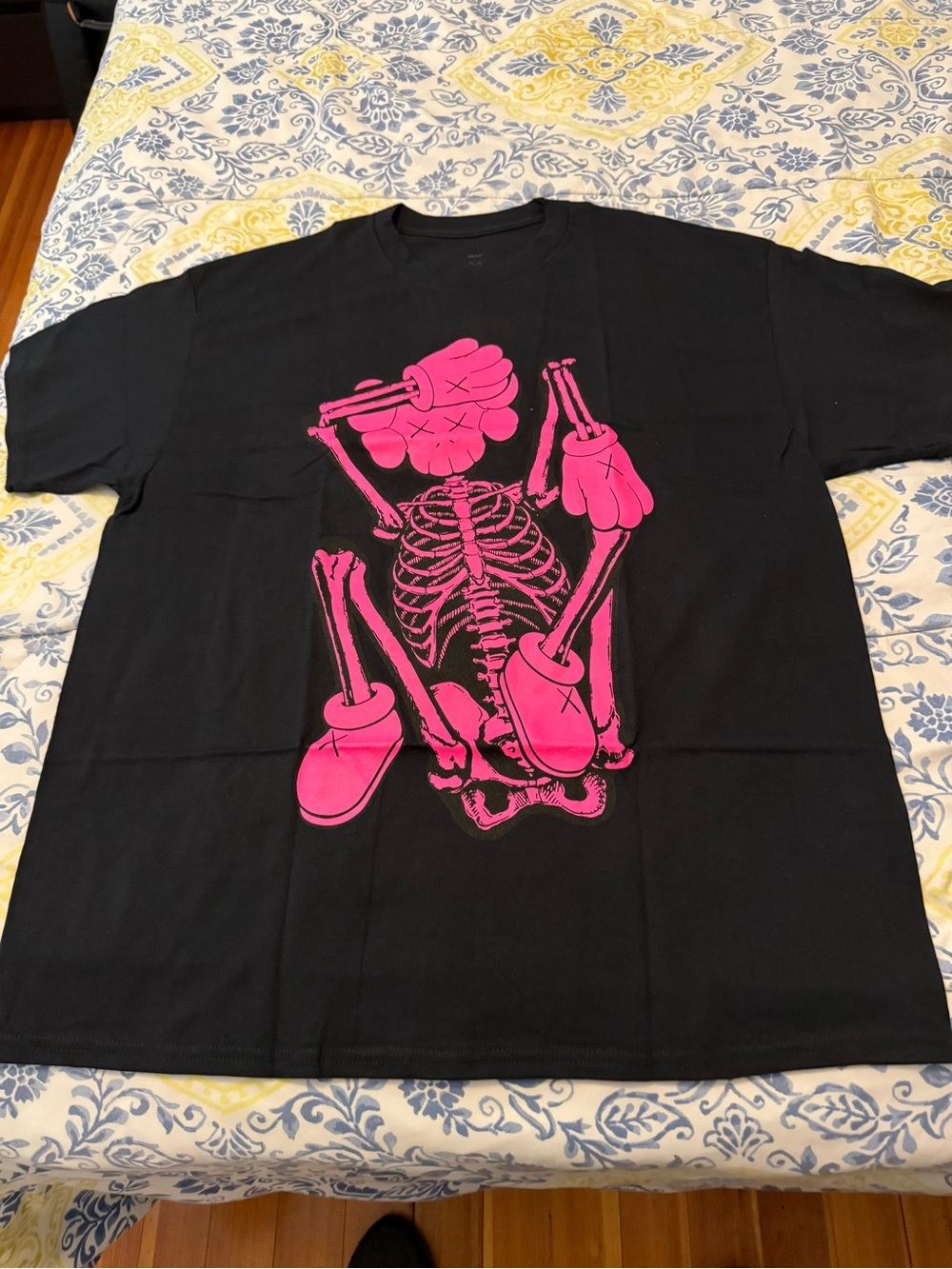 KAWS Men’s Black T-Shirt with White Logo Print